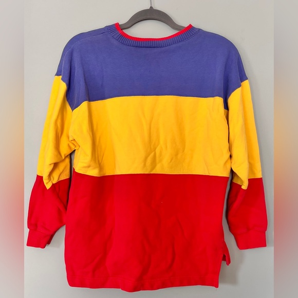 90s Vintage Colorblock 100% Cotton Crewneck Sweatshirt - Picture 3 of 10
